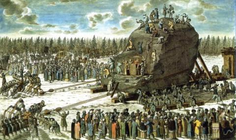 Транспортировка весившего около 2000 тонн "Гром-камня" в Петербург